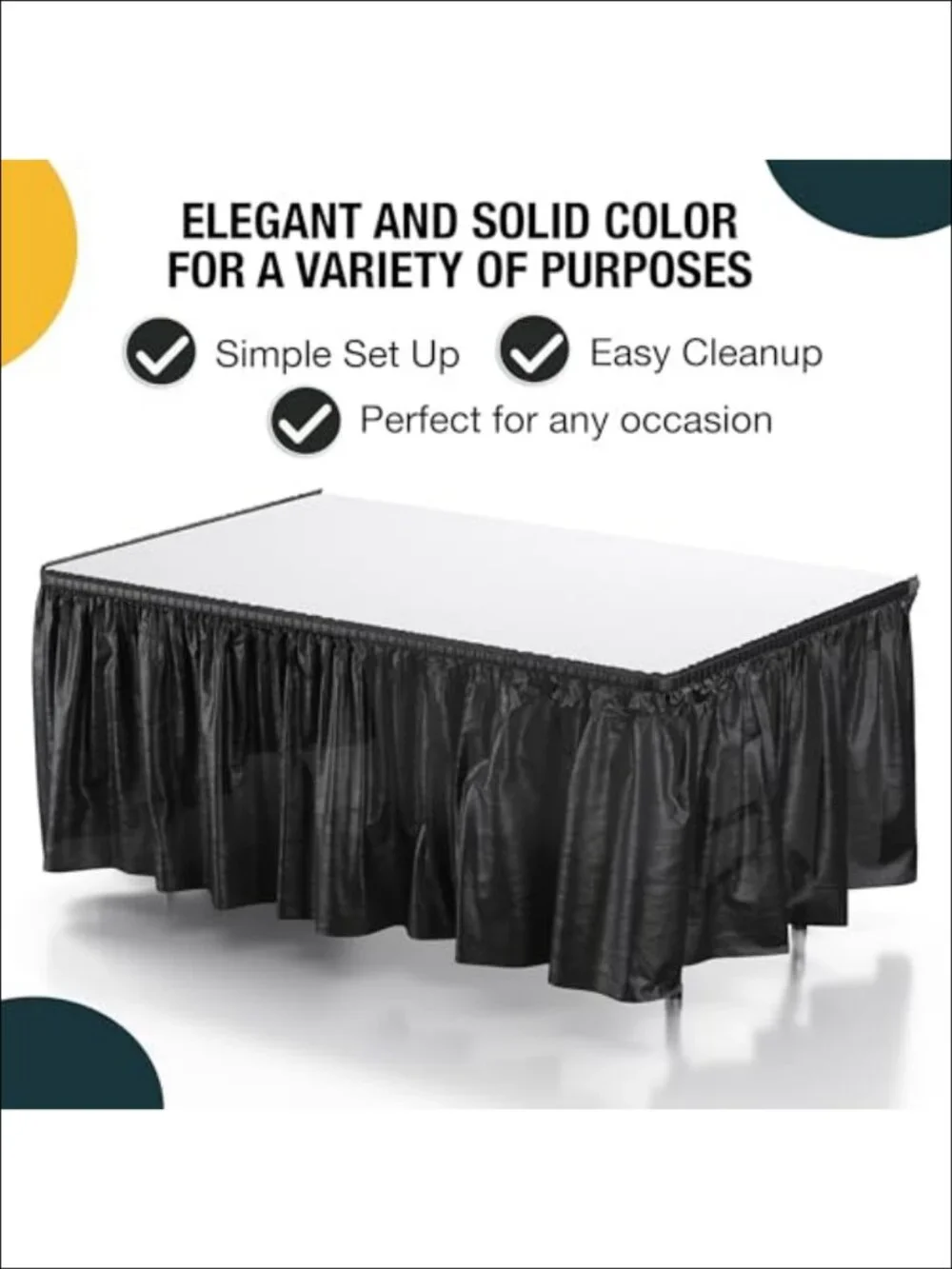 Disposable Plastic Table Skirts 6 Pack 29in x 14ft Self-Adhesive Party Decor